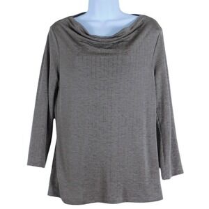 Chico's Easywear Lightweight Mid Sleeve Ribbed Light Brown Top Size 0